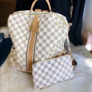 Libby Luxe Checkered Backpack Purse Set